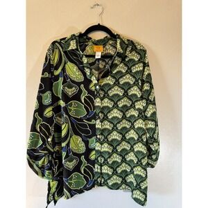 Ruby Rd Double Print Button Up Blouse Size L